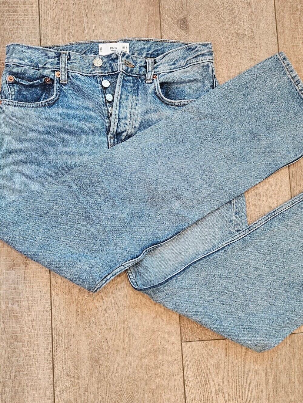 90s Vintage Style Button Fly Straight Leg Mom Jeans Light Wash Denim Size 2
